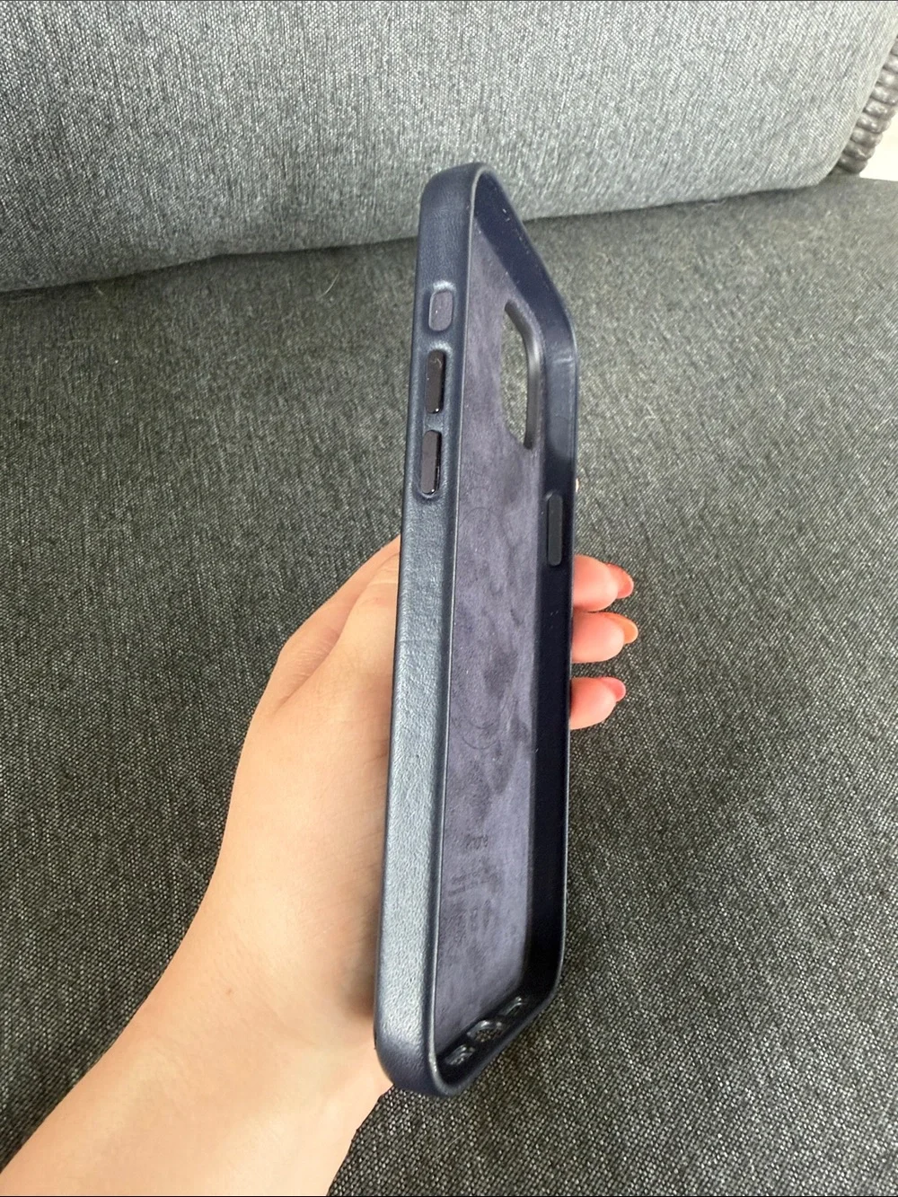 Apple Leather iPhone Case in Deep Blue iPhone 14 Plus